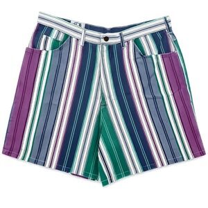 Cap Ferrat Shorts Women 20W Multi Stripe Vintage 90s High Waisted Cotton USA